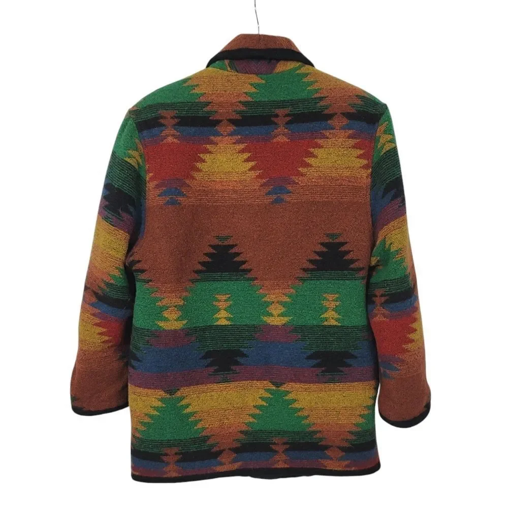 Vintage Jofeld Wool Blend Southwestern Aztec Button Down Blazer Coat Size Small - Picture 4 of 16